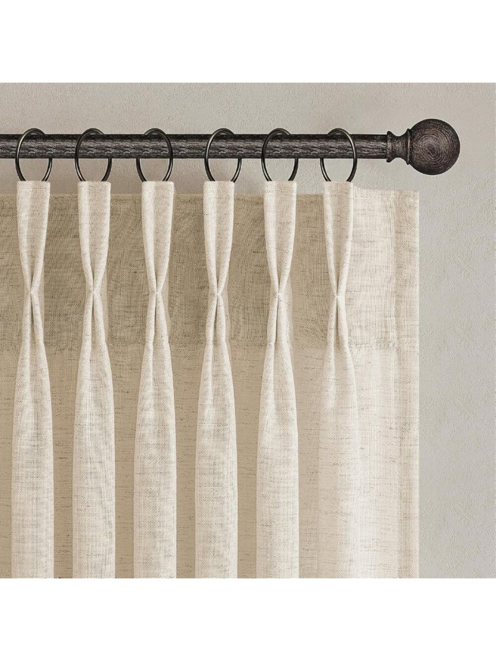 Elegant Semi-Sheer Linen Curtains 102" - 2 Panels, Thick Privacy Drapes for